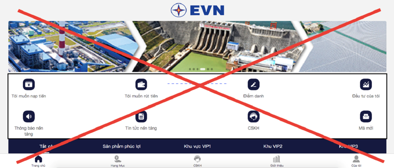 Thương hiệu EVN tiếp tục bị giả mạo trang wed