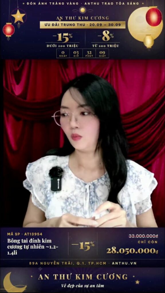 Bông tai đính kim cương tự nhiên ~1.2-1.4li